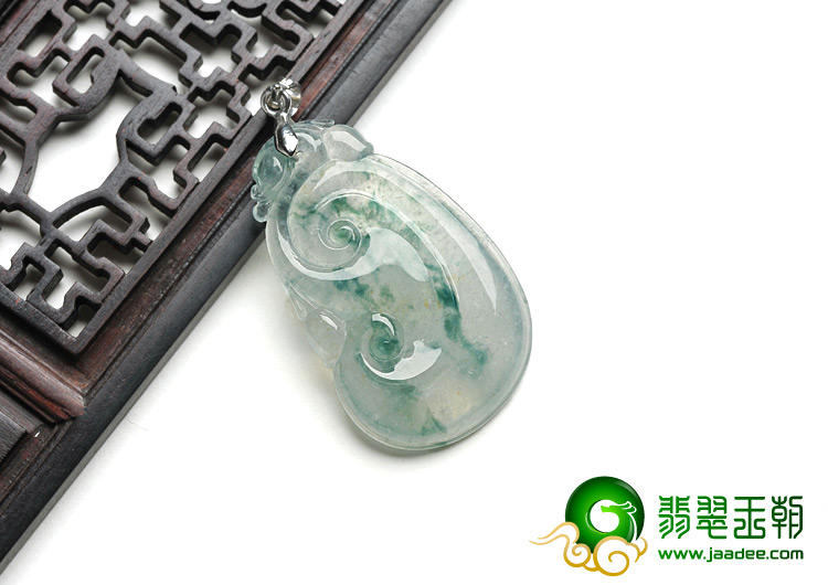 冰种飘花缅甸翡翠A货飘花如意寿挂件