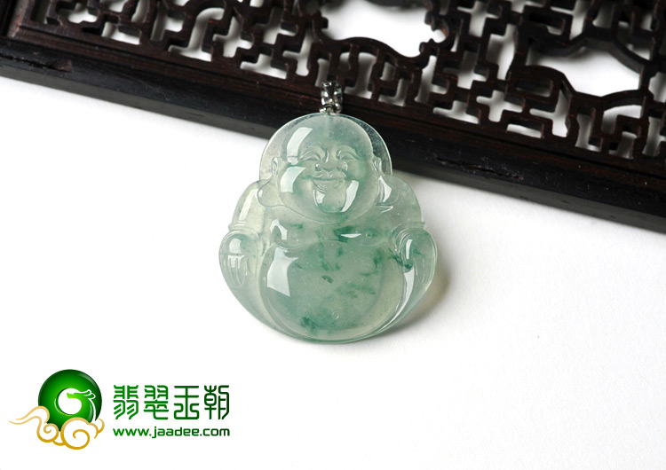 冰种飘花缅甸翡翠A货翡翠玉佛挂件