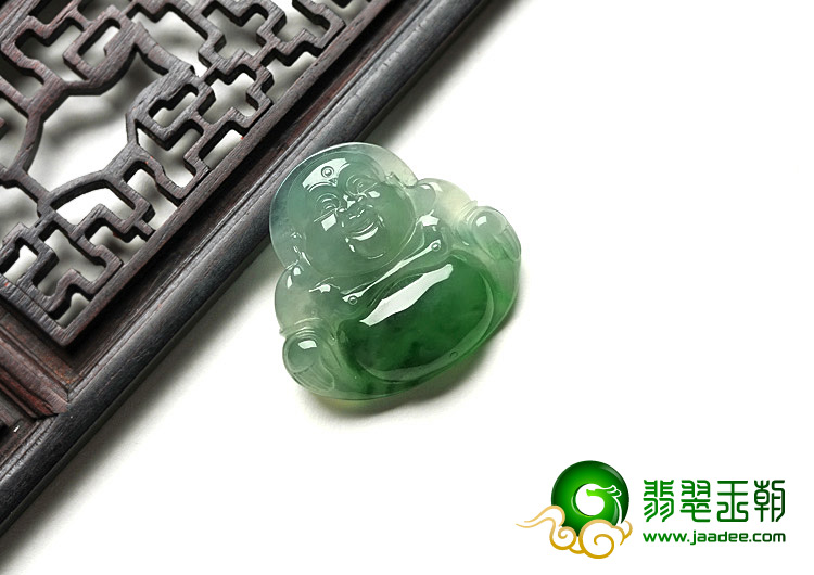冰种翠色缅甸翡翠A货翡翠玉佛挂件