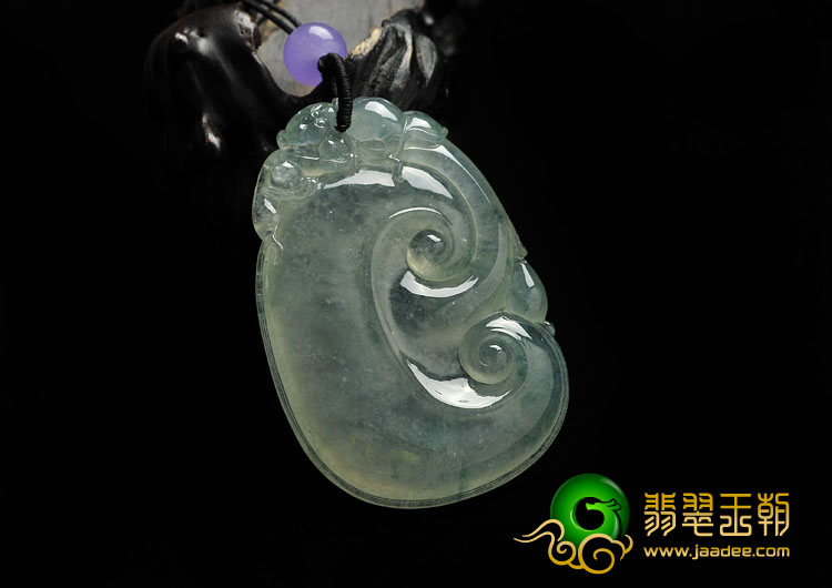 冰种飘花缅甸翡翠A货翡翠如意挂件