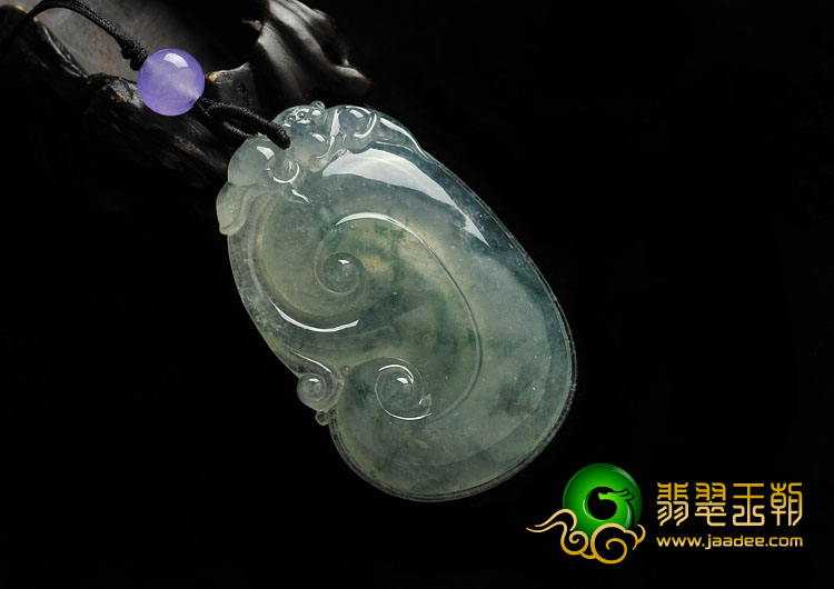 冰种飘花缅甸翡翠A货如意挂件