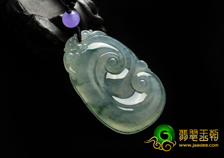 冰玻种飘花缅甸翡翠A货如意挂件