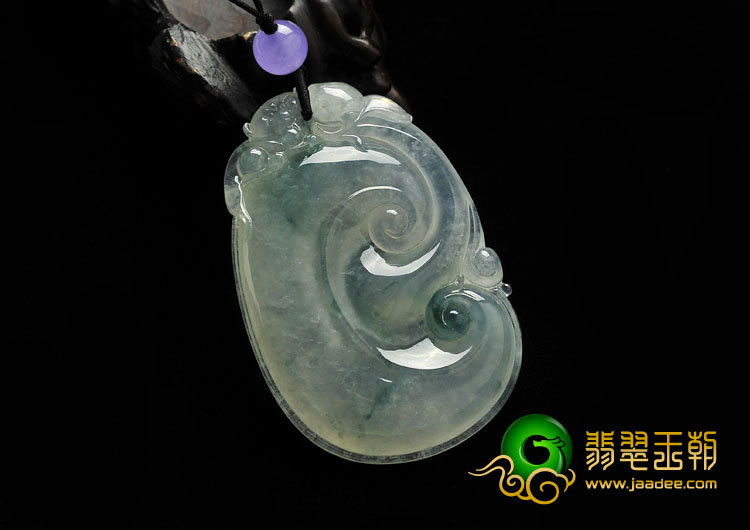 冰种飘花缅甸翡翠A货如意挂件