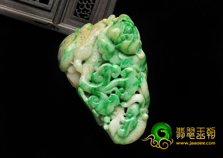 细糯种黄加绿缅甸翡翠A货花开富贵手玩件
