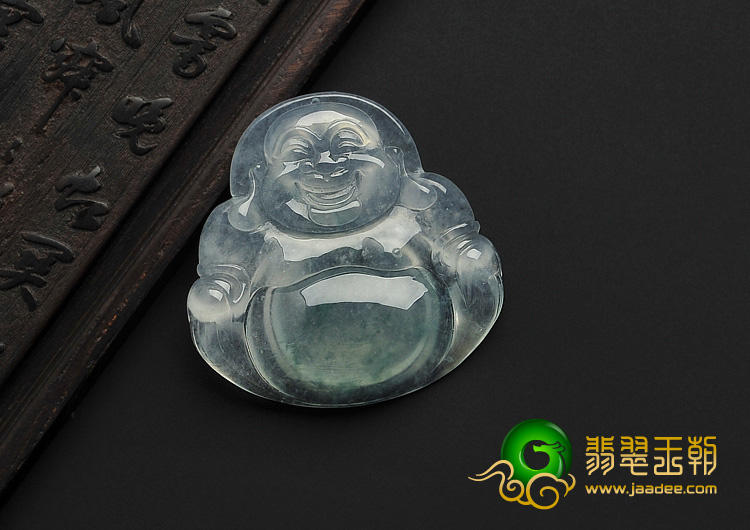 冰种飘花缅甸翡翠A货玉佛挂件
