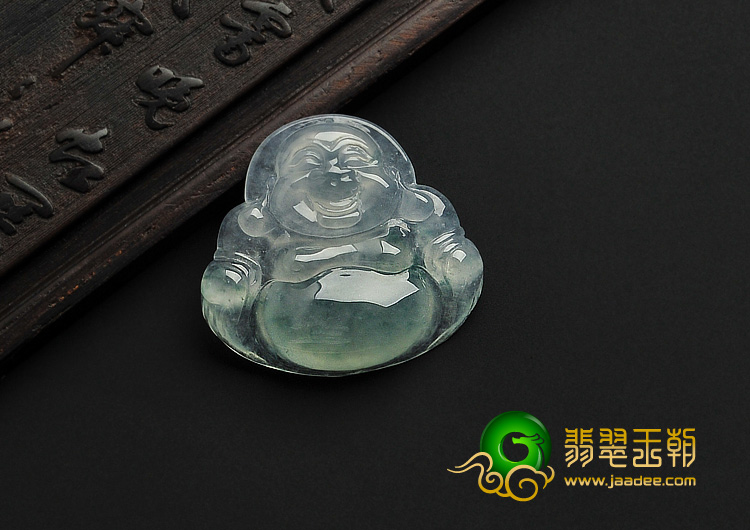 冰种飘花缅甸翡翠A货玉佛挂件