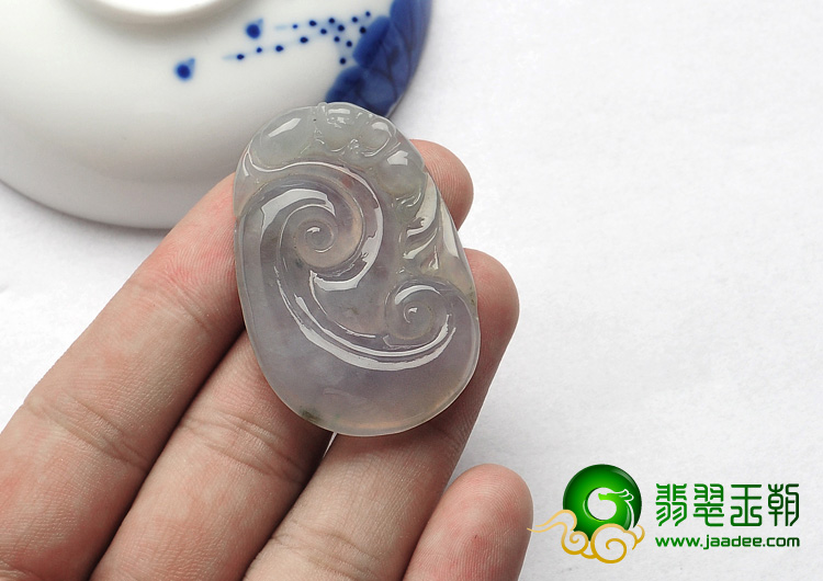 冰种淡晴水略飘花缅甸翡翠A货如意寿挂件