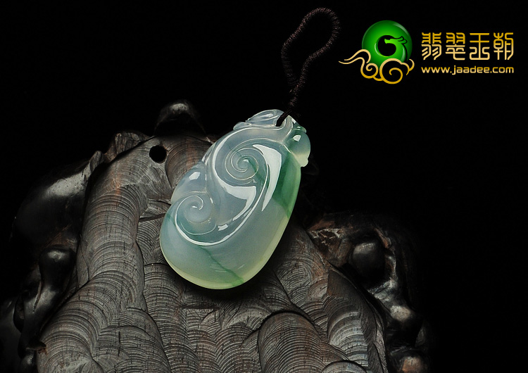 冰种飘花缅甸翡翠A货如意寿挂件