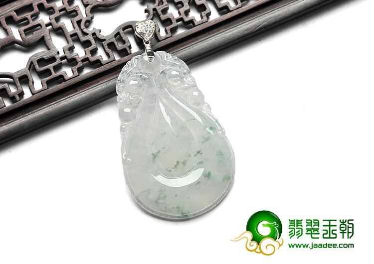 feicui冰种飘花缅甸翡翠A货福在眼前挂件
