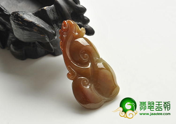 糯冰种褐红翡缅甸翡翠A货如意挂件
