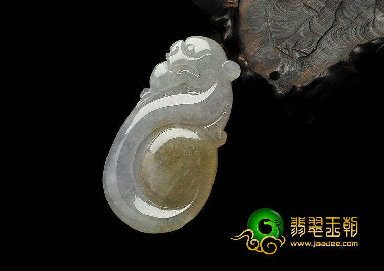 糯冰种淡紫罗兰飘黄缅甸翡翠A货龙行如意挂件
