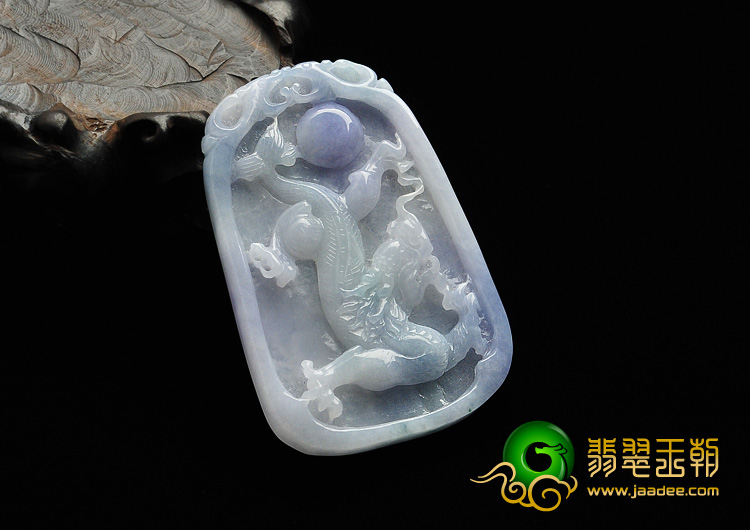 糯冰种紫罗兰缅甸翡翠A货龙牌挂件