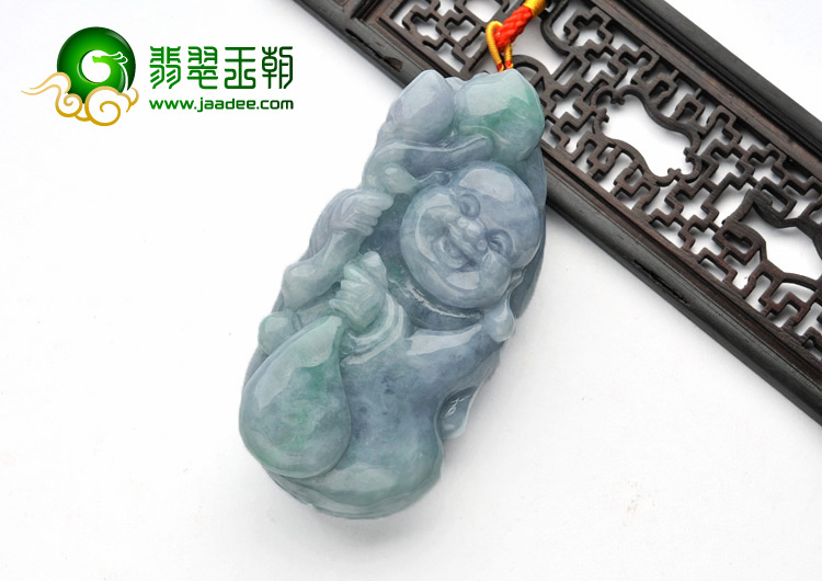 feicui糯冰种紫罗兰缅甸翡翠A货布袋和尚手玩件