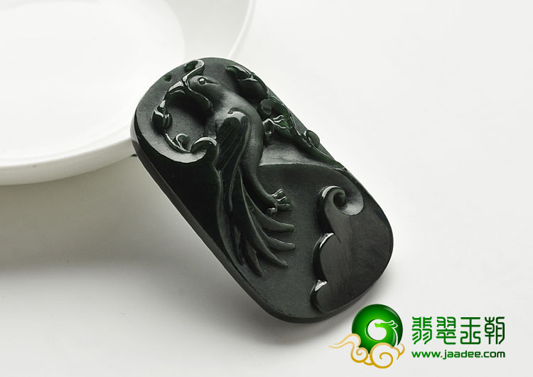 冰种墨翠缅甸翡翠A货喜上眉梢挂件