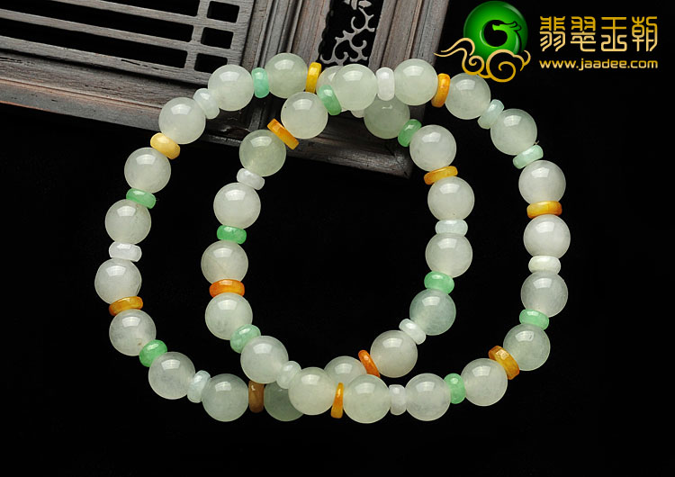 冰种三彩缅甸翡翠A货手链（单价）