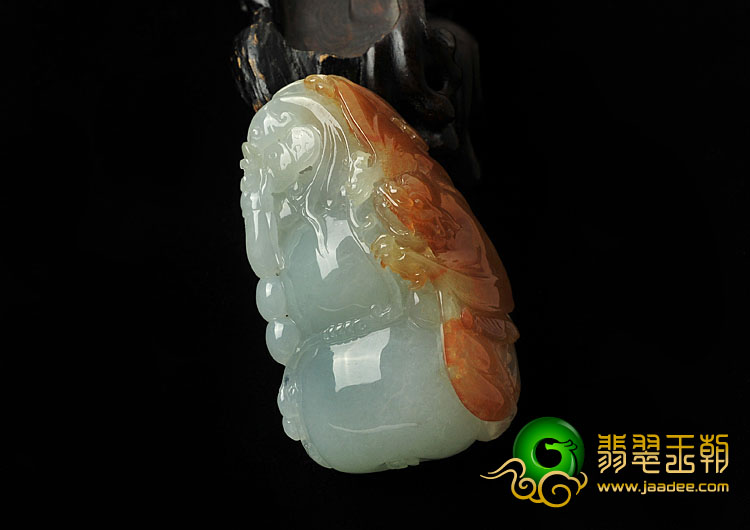 糯冰种红黄翡缅甸翡翠A货福禄寿挂件