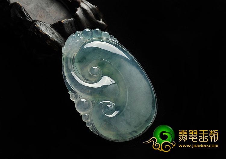 冰种飘花缅甸翡翠A货如意寿挂件