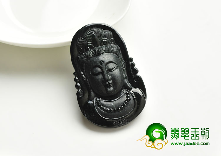 冰种墨翠缅甸翡翠A货观音挂件