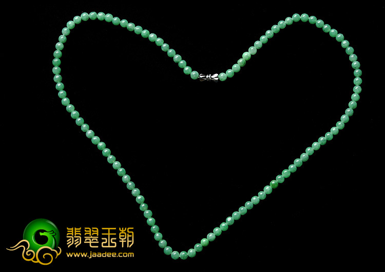 糯冰种翠色缅甸翡翠A货项链