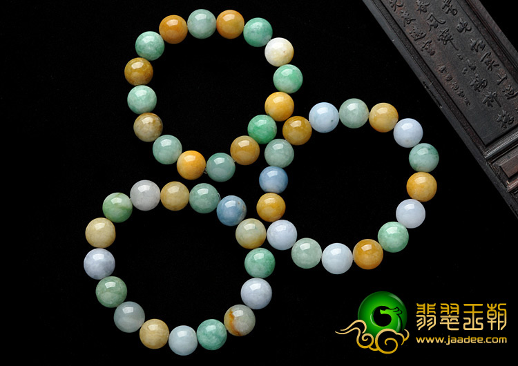 细糯种三彩缅甸翡翠A货手链（单价）
