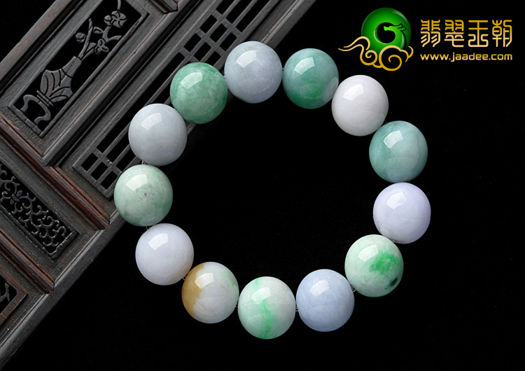 细糯种三彩缅甸翡翠A货手链