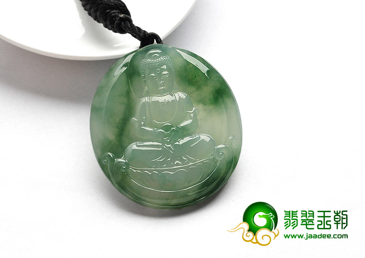 冰种飘花缅甸翡翠A货观音挂件