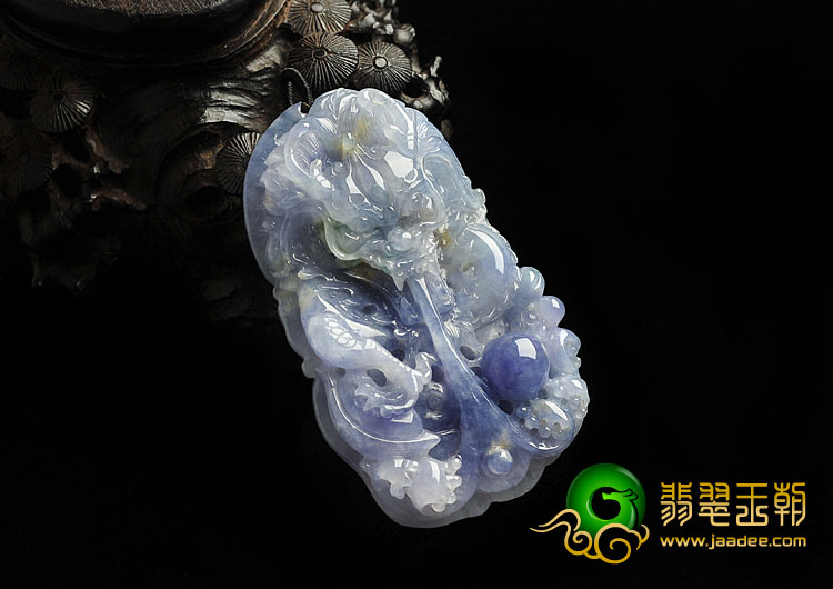 冰种紫罗兰缅甸翡翠A货龙头挂件