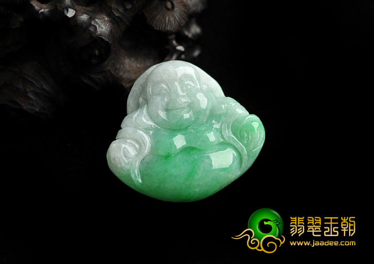糯冰种翠色缅甸翡翠A货玉佛挂件