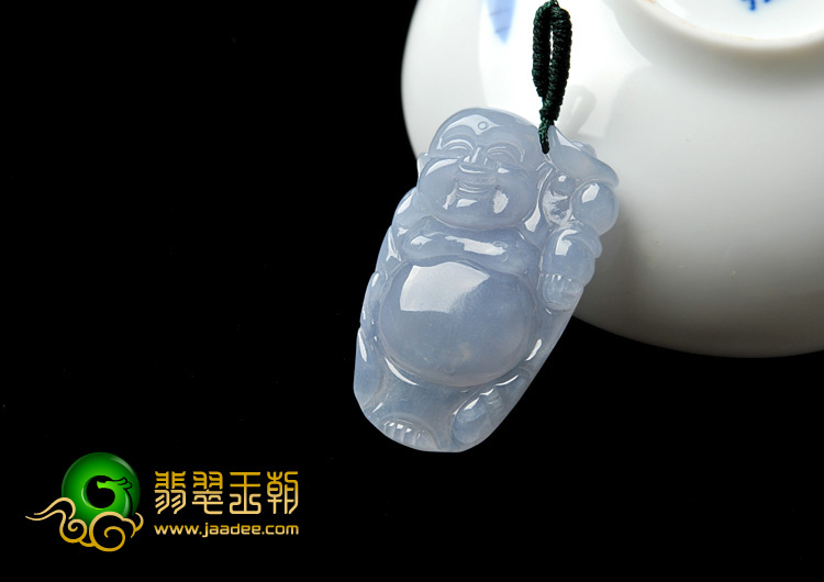 糯冰种紫罗兰缅甸翡翠A货逍遥佛挂件