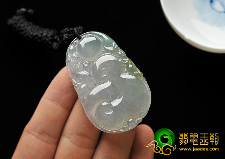 冰种晴水缅甸翡翠A货如意寿挂件