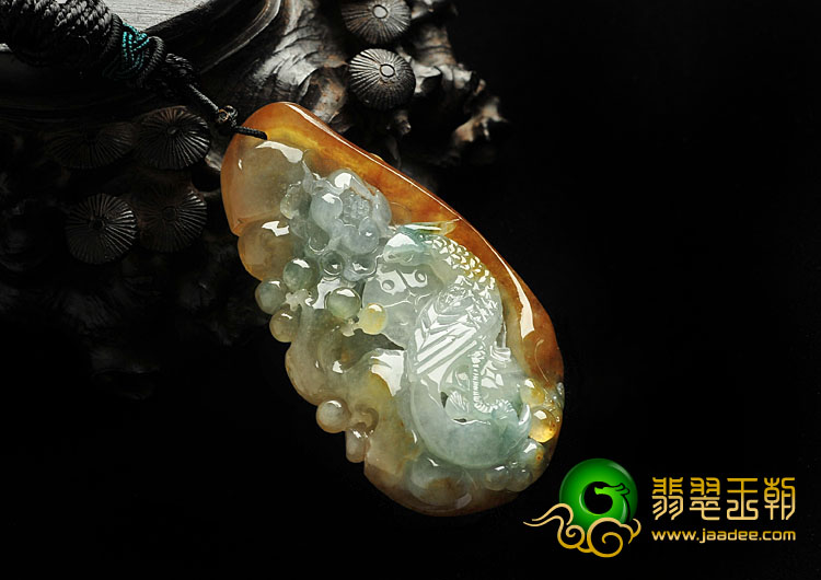 冰种黄翡缅甸翡翠A货富贵花开挂件