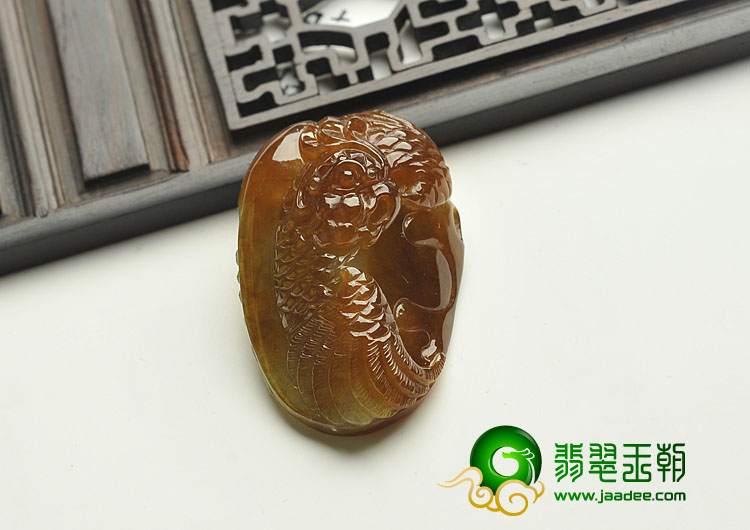 糯冰种褐黄翡缅甸翡翠A货英明神武挂件