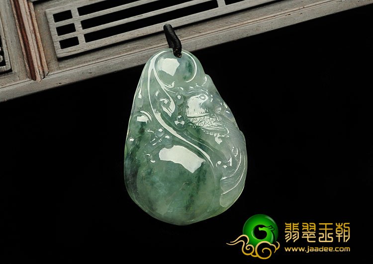 糯冰种飘花缅甸翡翠A货凤牌挂件