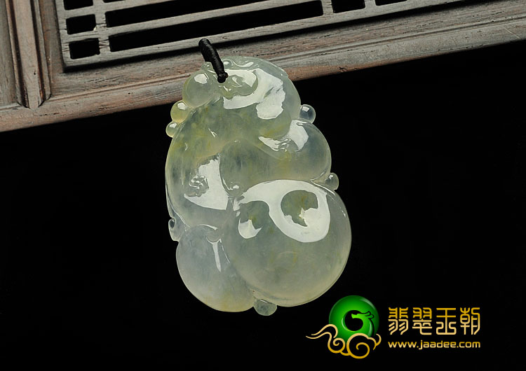 冰种飘黄翡缅甸翡翠A货如意挂件