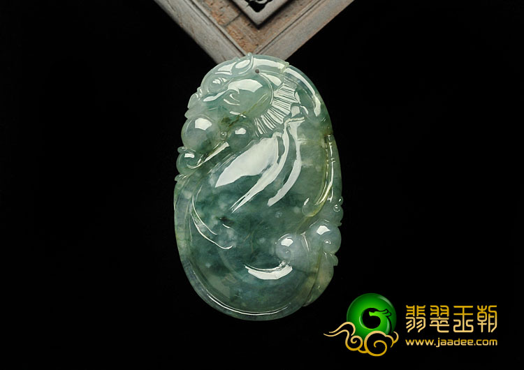 糯冰种飘花缅甸翡翠A货龙行如意挂件