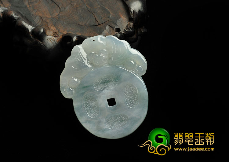 糯冰种晴水缅甸翡翠A货福在眼前挂件