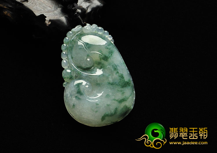 糯冰种飘花缅甸翡翠A货如意挂件