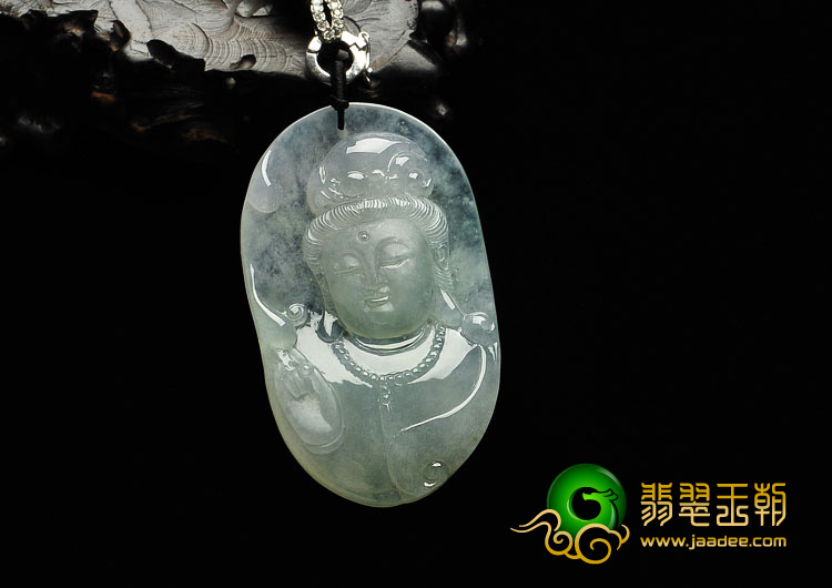 冰种晴水缅甸翡翠A货观音头挂件