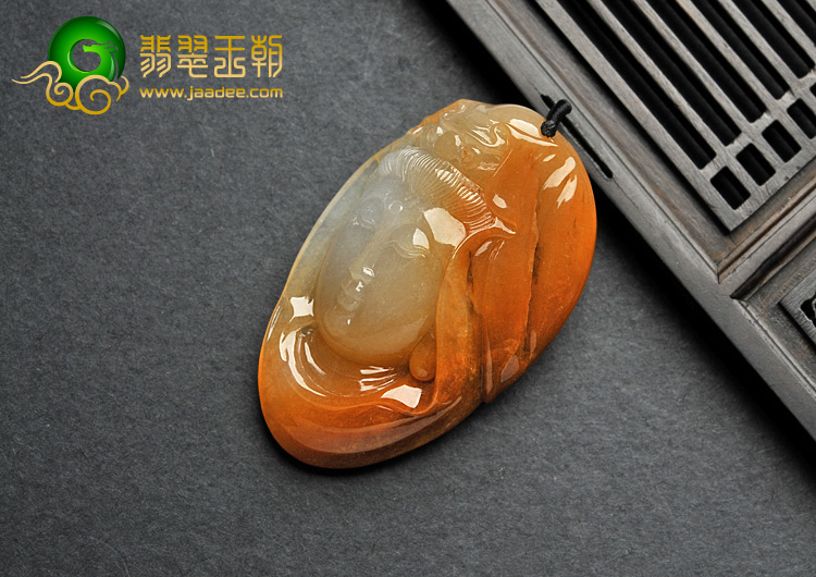 糯冰种红黄翡缅甸翡翠A货观音头挂件