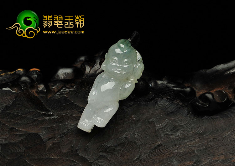 冰种晴水缅甸翡翠A货招财童子挂件