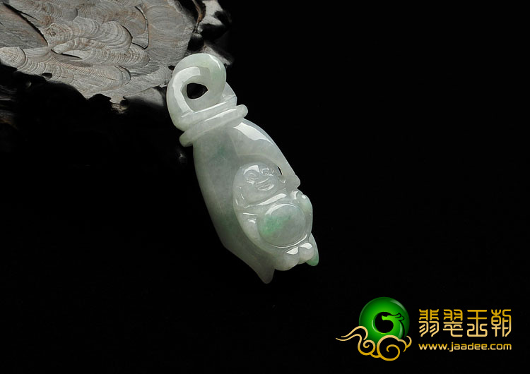 糯冰种晴水缅甸翡翠A货佛手挂件