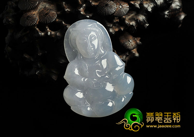 冰种紫罗兰缅甸翡翠A货观音挂件