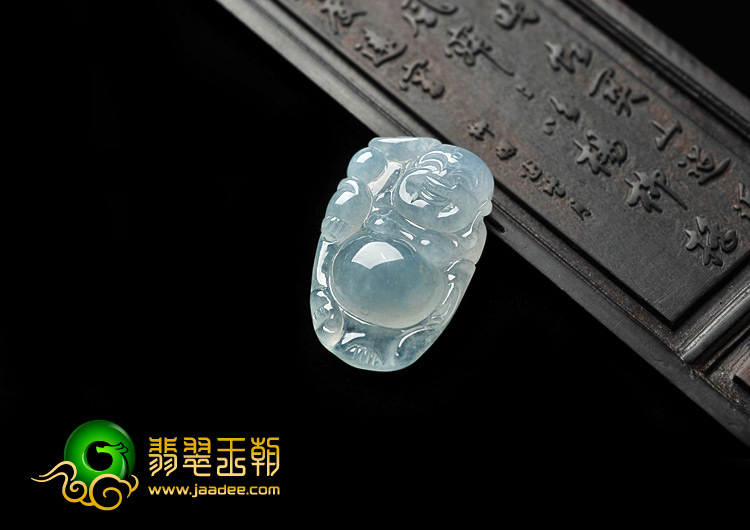 冰种晴水缅甸翡翠A货逍遥佛挂件