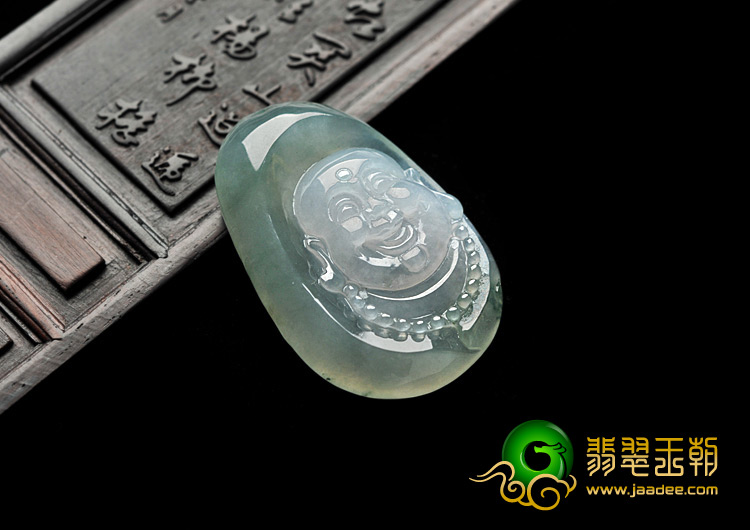 冰玻种晴水缅甸翡翠A货佛头挂件