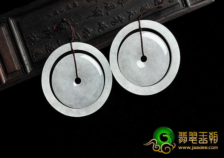 糯冰种缅甸翡翠A货平安路路通挂件（一对）