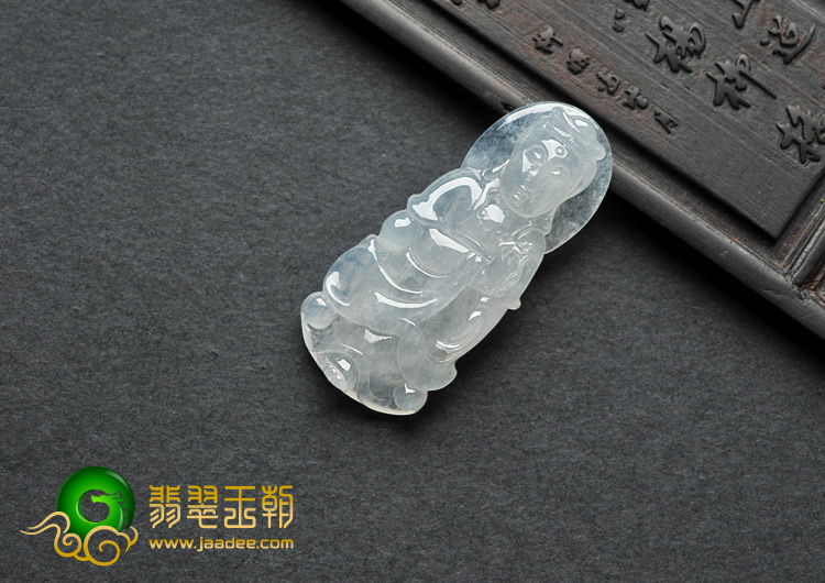 冰种缅甸翡翠A货站观音挂件
