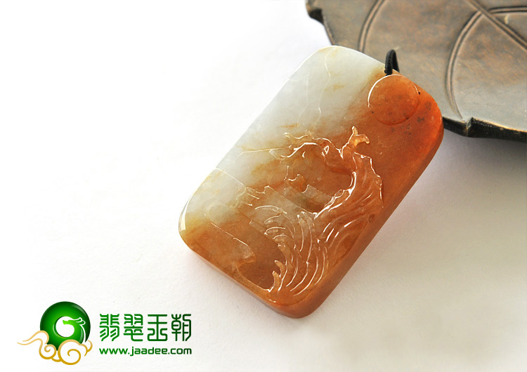 糯冰种红黄翡缅甸翡翠A货独钓寒江挂件