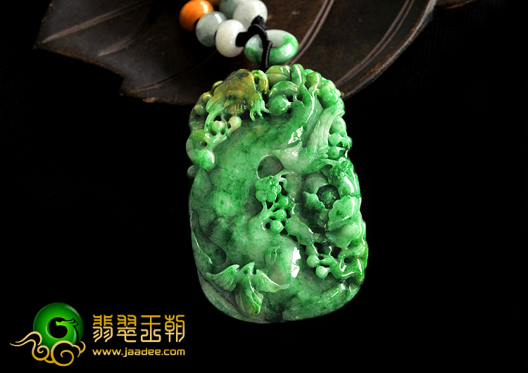 糯冰种黄加绿缅甸翡翠A货富贵花开挂件