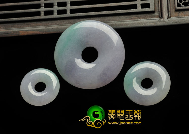 糯冰种春带彩缅甸翡翠A货吉祥三宝挂件