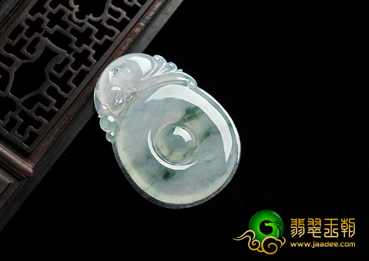 冰种飘花缅甸翡翠A货福在眼前挂件